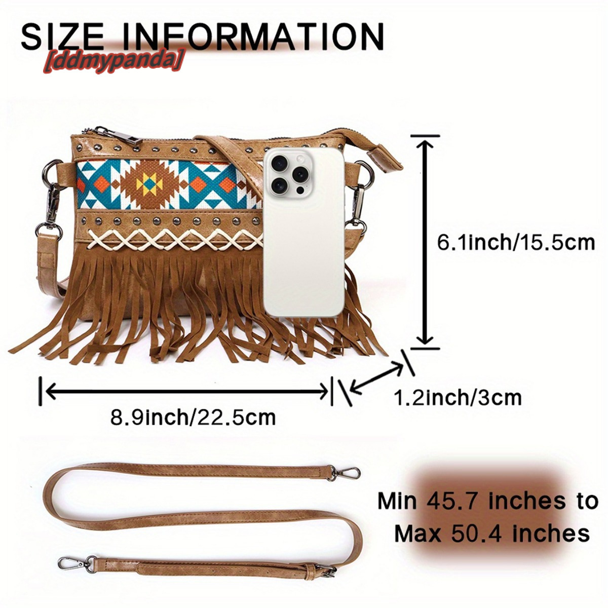 Printed canvas tassel personalized western crossbody bag Bohemian TK #46 ddmypanda