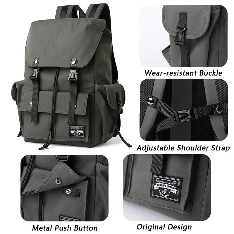 Fashionable mens drawstring backpack Oxford waterproof 17.3-inch laptop Mochila large capacity travel durable university backpack 241023