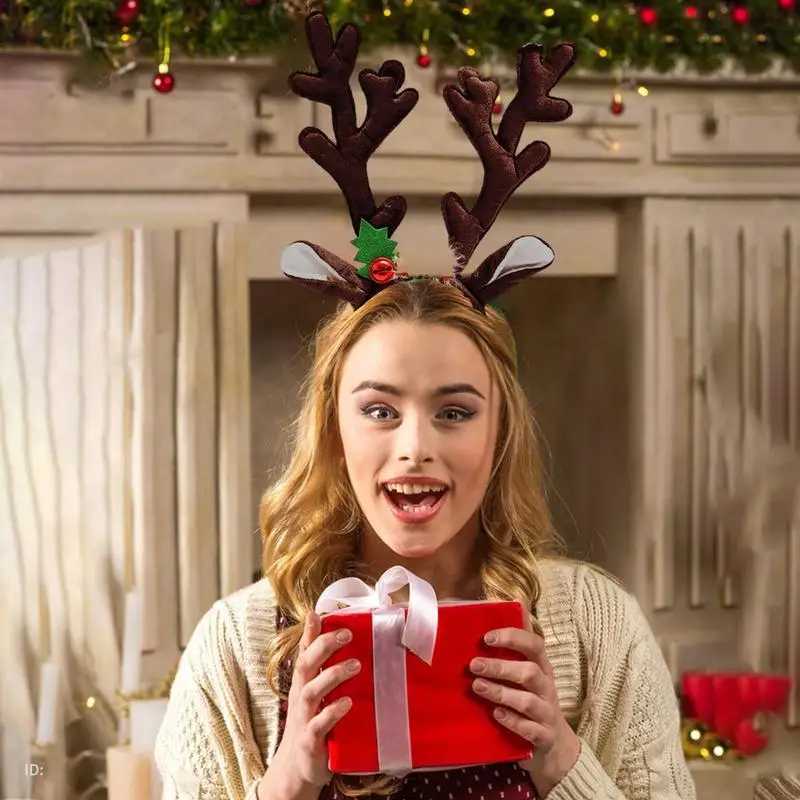 Christmas Elk Antlers Headband Bell Antler Hair Accessories Reindeer Antlers Ears Head Hoop Christmas New Year Decoration 2024X241021
