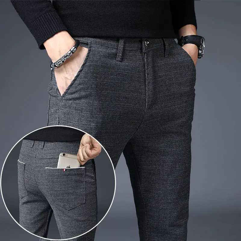 Streetwear Fashion Men Plaid Suit Pants Spring Autumn New Korean Slim Daily Business Male Sports Straight Casual Full TrousersX241023