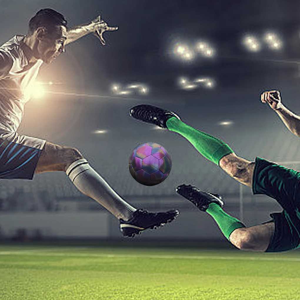 Laser Luminous Football PU Thickened 3.5mm Size 4 Size 5 Profional Competition Training Football for Children AdultsXJ241023