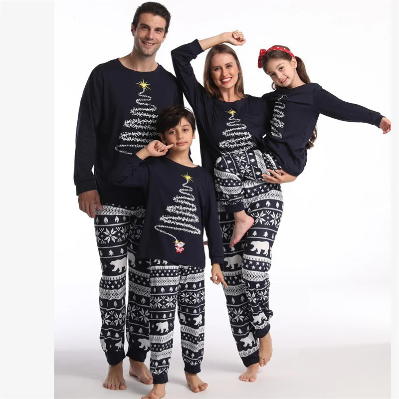 Family Matching Pajamas Christmas Parent Child Cotton Set Spring and Autumn Father Son Cartoon Top Trouser Set 241022