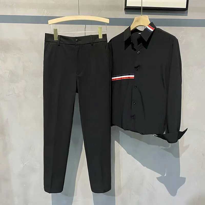 2023 New Slim Woolen Cloth Men Pants Autumn Winter New Business Casual Suit Pants Simple Drape Fashion Office TrousersX241023