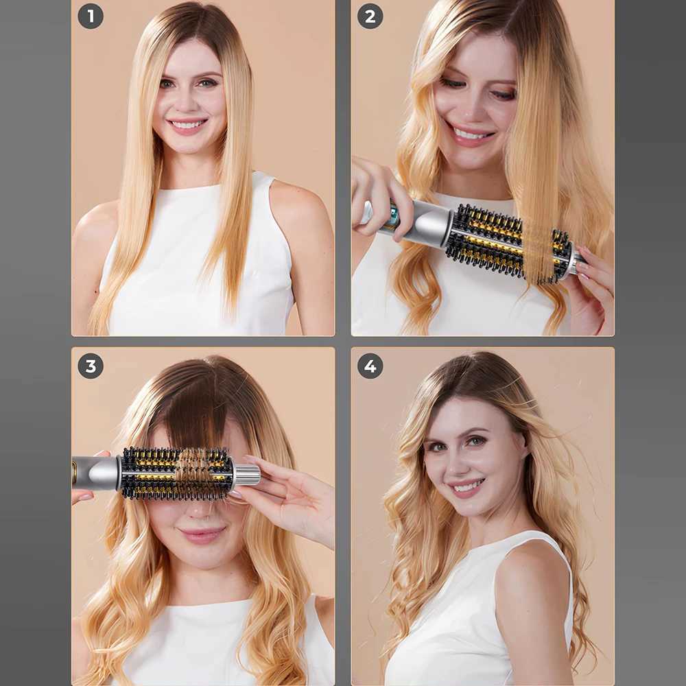 3-in-1 hair straightener anti slip curling iron brush ceramic ion hair heating round brush electric curling iron M250425