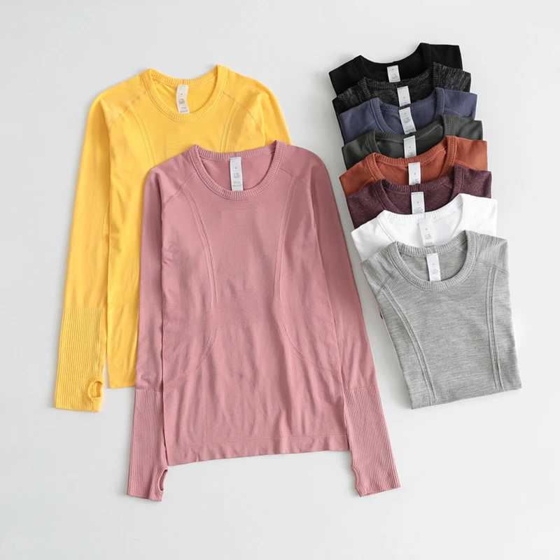 Breathable seamless yoga long sleeved slim fit fitness T-shirt quick drying running gym topXJ250410