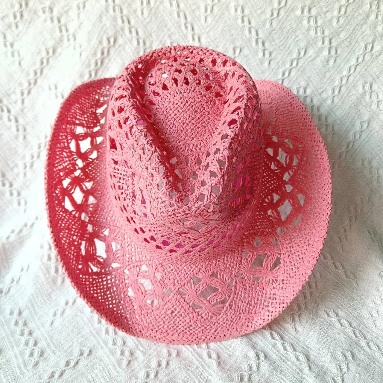 Mens denim summer hat Western style hollow handmade straw hat jazz sun hat womens denim hat pink solid straw hat Hombre 241009