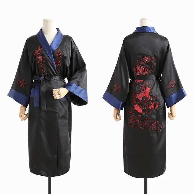 Rayon Kimono Bathrobe Dress Double sided Spwear Home Clothing Embroidered Dragon Night Light Mens Novel Intimate Underwear W241023