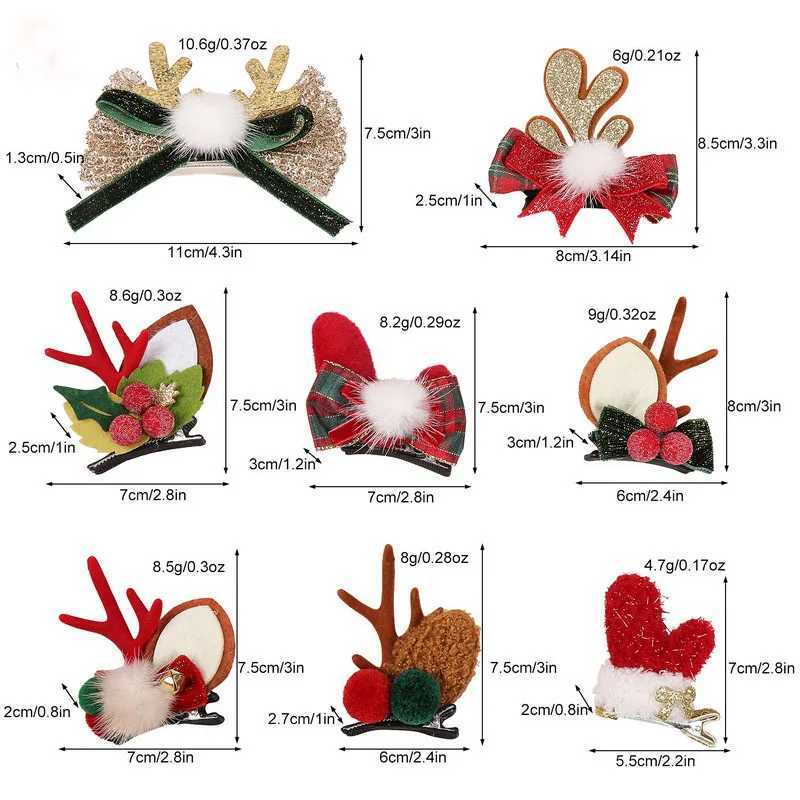 2024 Christmas hair clip for girls new year hairclip kids cute Christmas antlers hairpin baby red bow Barrette Party OrnamentX241021