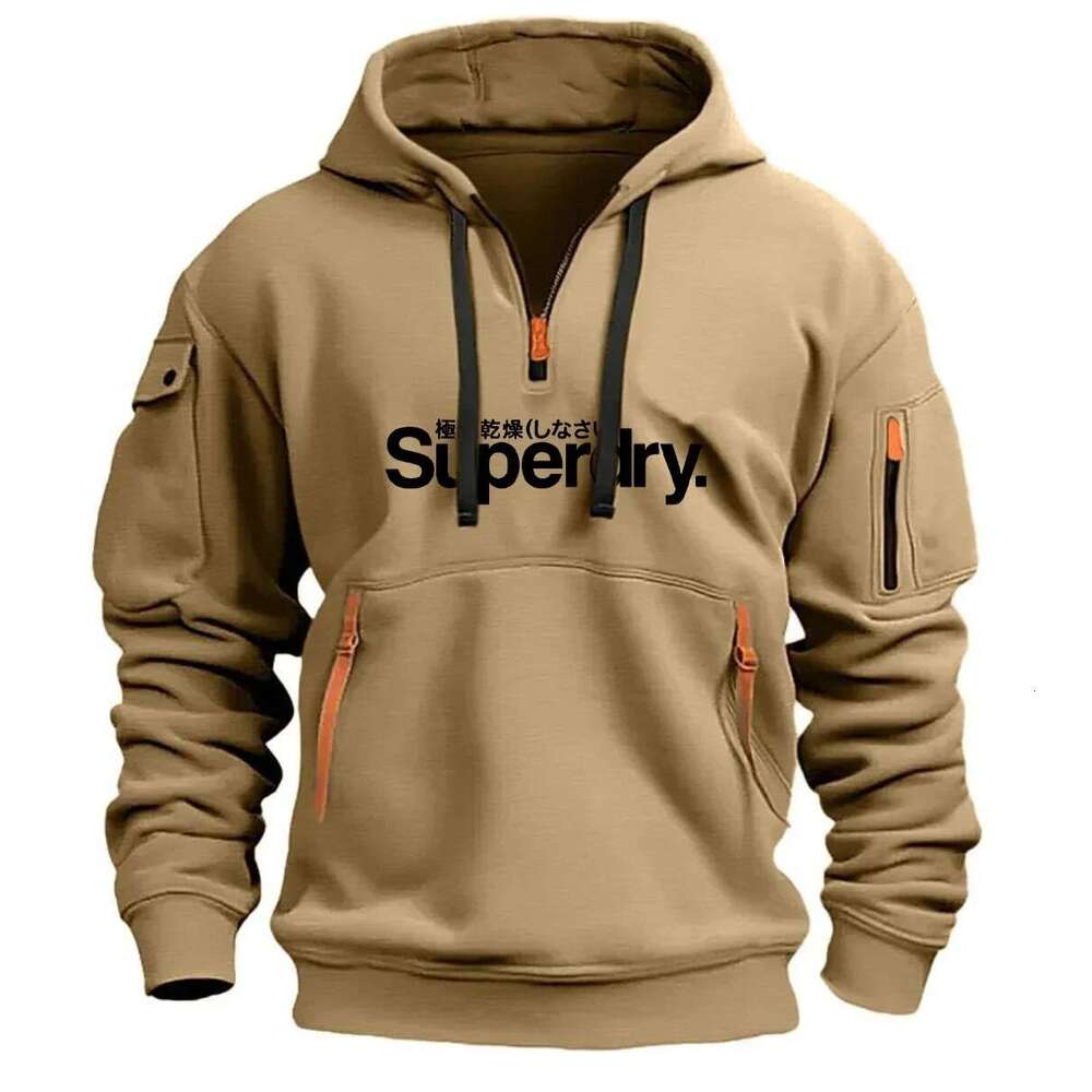 s Men brand clothing hoodie multi pocket zipper rouge casual European size pullover fashion spring fall shoes caual ize fahion pring hoe