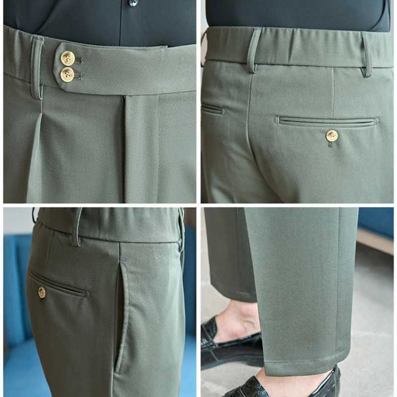 Naples Suit Elastic Waist Pants Men High Quality 2024 Suit Pants White Business CasualM-3XL Mens Suit PantsX241023