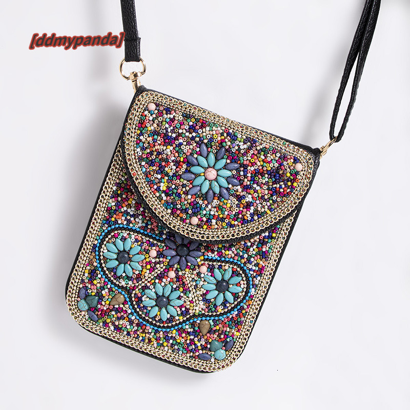 New Heavy Industry Bohemian Style Rice Bead Shell Flower Exquisite PU Travel Photography Single Shoulder Crossbody Magnetic Buckle Women's Bag #3