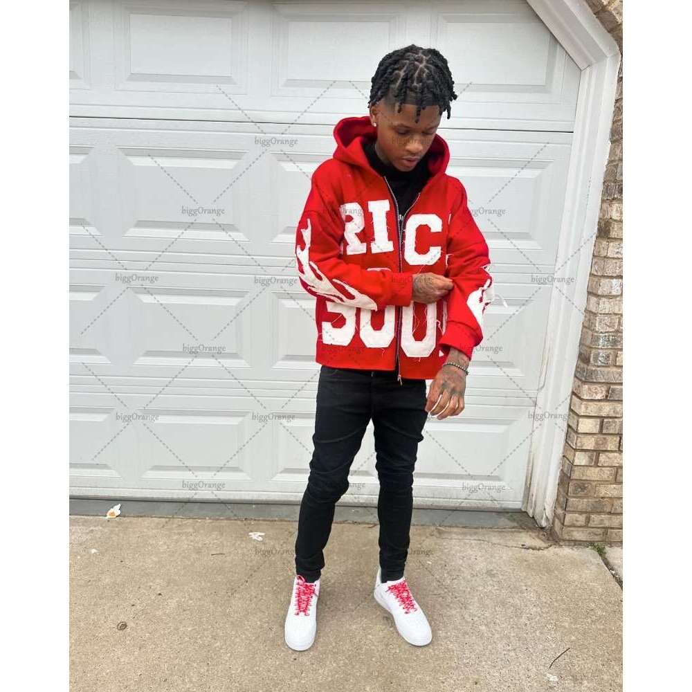High end k Y American Colorful Letter Embroidered Zipper Hoodie Men Fashion High Street Oversized Sweatshirt Women Retro Casual Jacket Jacet