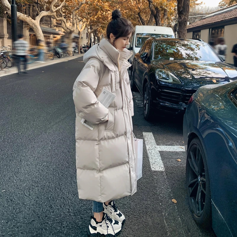 AOSSVIAO 2024 Down Coats New Long-Style Cotton Dress Version Large Size Korean Fashion Jackets Winter Heat Parka Feminina