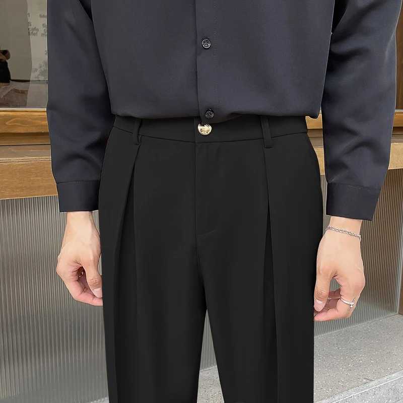 Black Suit Pants Men Slim Fashion Social Mens Dress Pants Korean Loose Casual Straight Pants Mens Office Formal Trousers M-3XLX241023