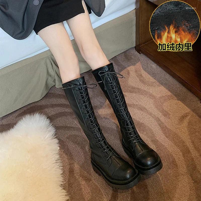Boots Winter Lady Shoes Sexy Thigh High Heels 2024 Over-the-Knee Rock Leather Autumn White Women's