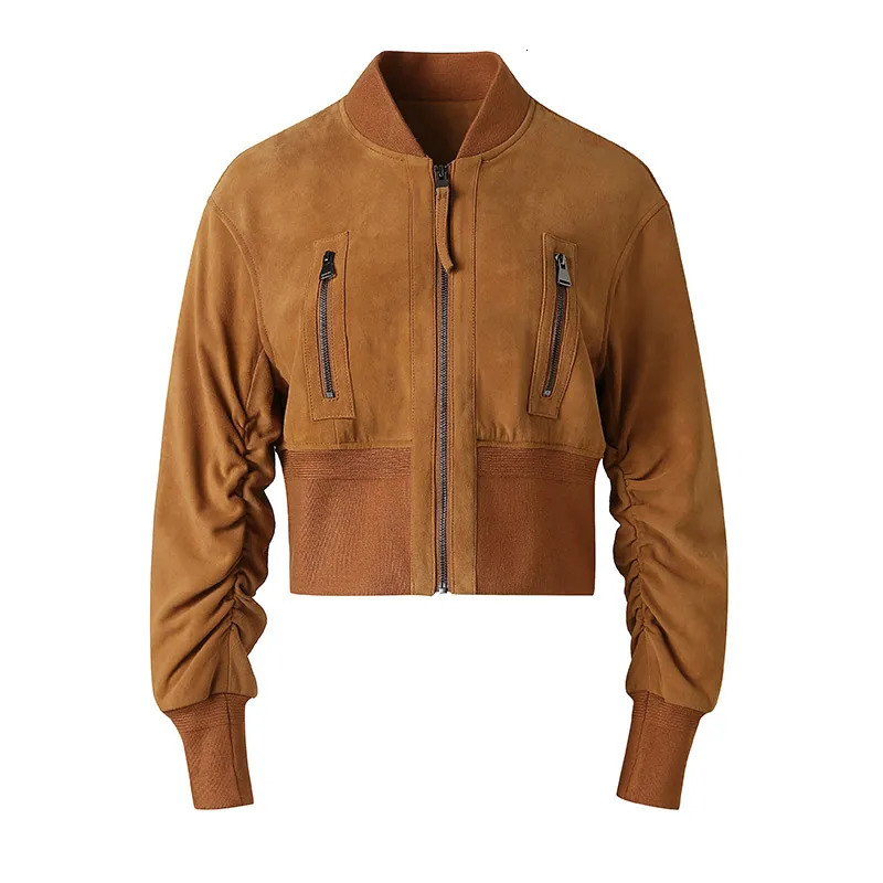 Arrival Womens Genuine Leather Sheepskin Coat Autumn Winter Genuine Leather Bomer Womens Jacket 241023