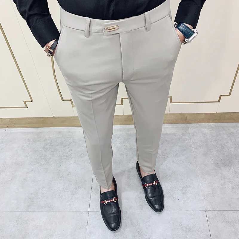 Summer Men Casual Pants Stretch Slim Straight Classic Blue Black Gray Brand Thin Business Formal Office Trousers Plus Size MenX241023