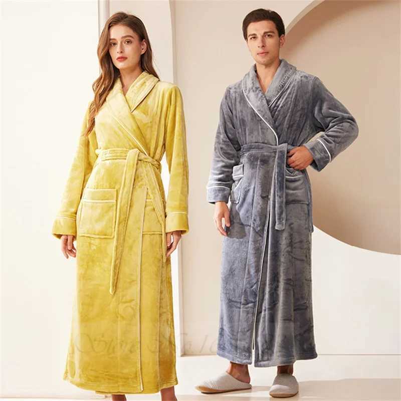 Autumn Winter Plus SizeCouples Robe Homewear Thick flannel Mens Kimono Bathrobe Dress Loose Coral Fce Spwear Lounge Wear W241023
