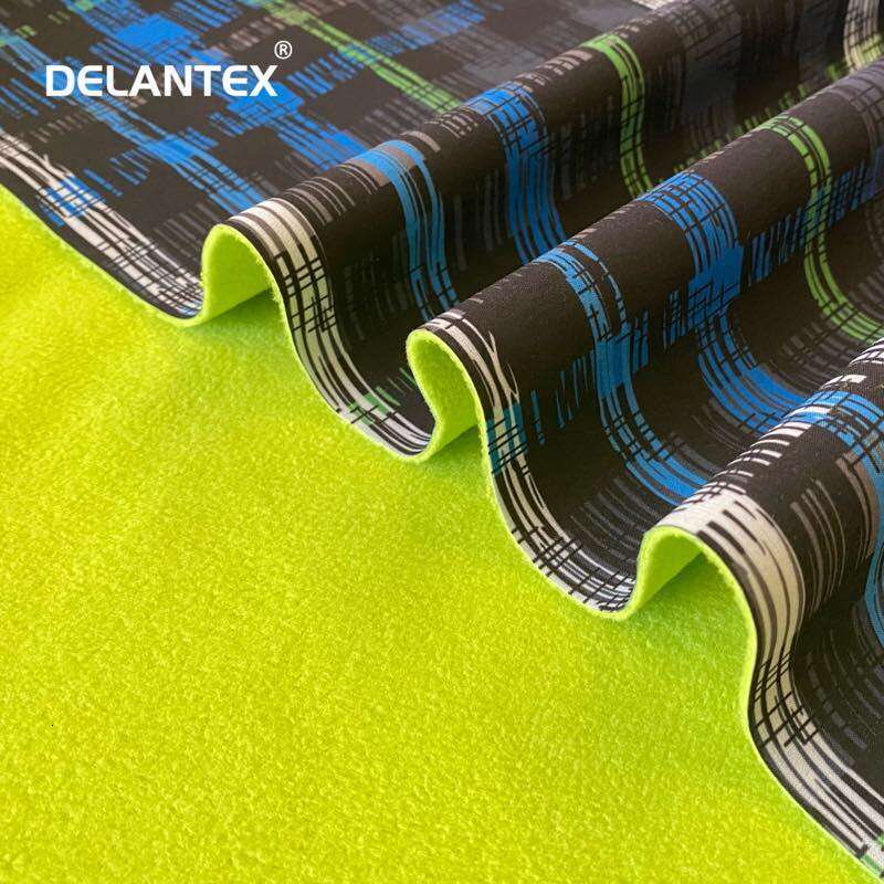 Delantex Water Proof Digital Printed 4 way spandex stretch jacket fabric bonded with micro polar fleece
