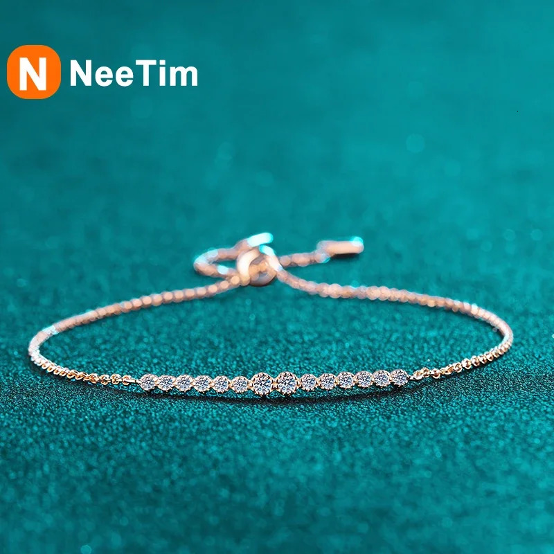 Neetim Full D VVS1 Bracelet Women S925 Pure Silver Laboratory Diamond Bracelet Wedding Birthday Party Jewelry Gift 240929
