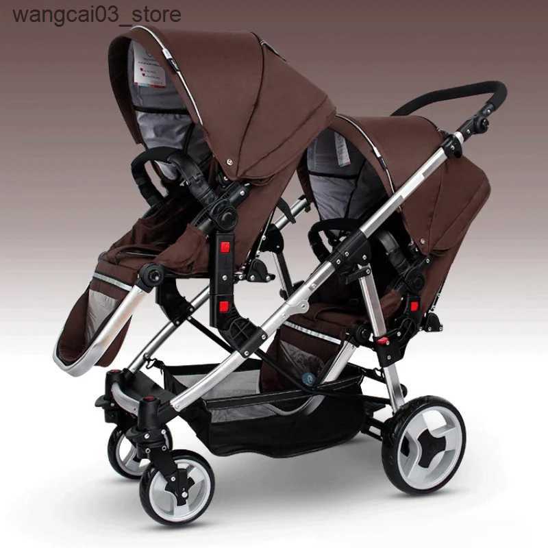 Strollers# Foldable Twins Baby Carriage Stroller Twin Can Sit and Lie Double Stroller Shock Absorber Second high view Child Stroller L240910
