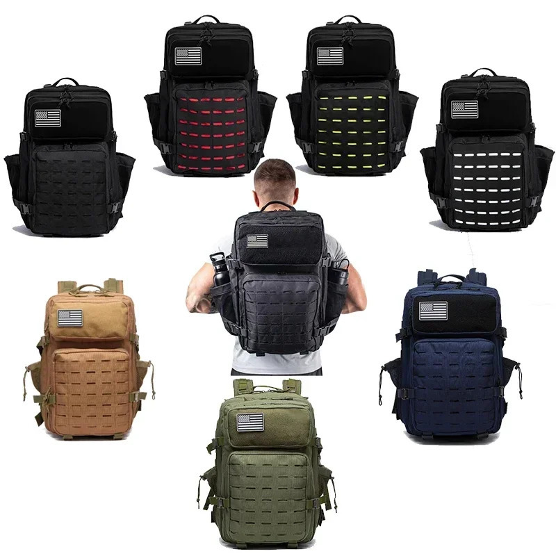 50L Hard Tactical Backpack Hunting MOLLE Backpack Gym Backpack Outdoor Hiking Rucksack Witch 2 Bottle Rack 241023