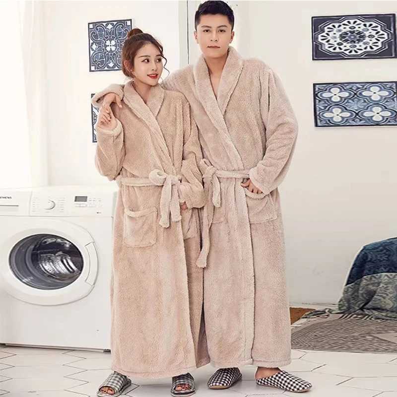 Coral fleece mens warm extra thick extended night light bathroom pajamas plush robes W241023