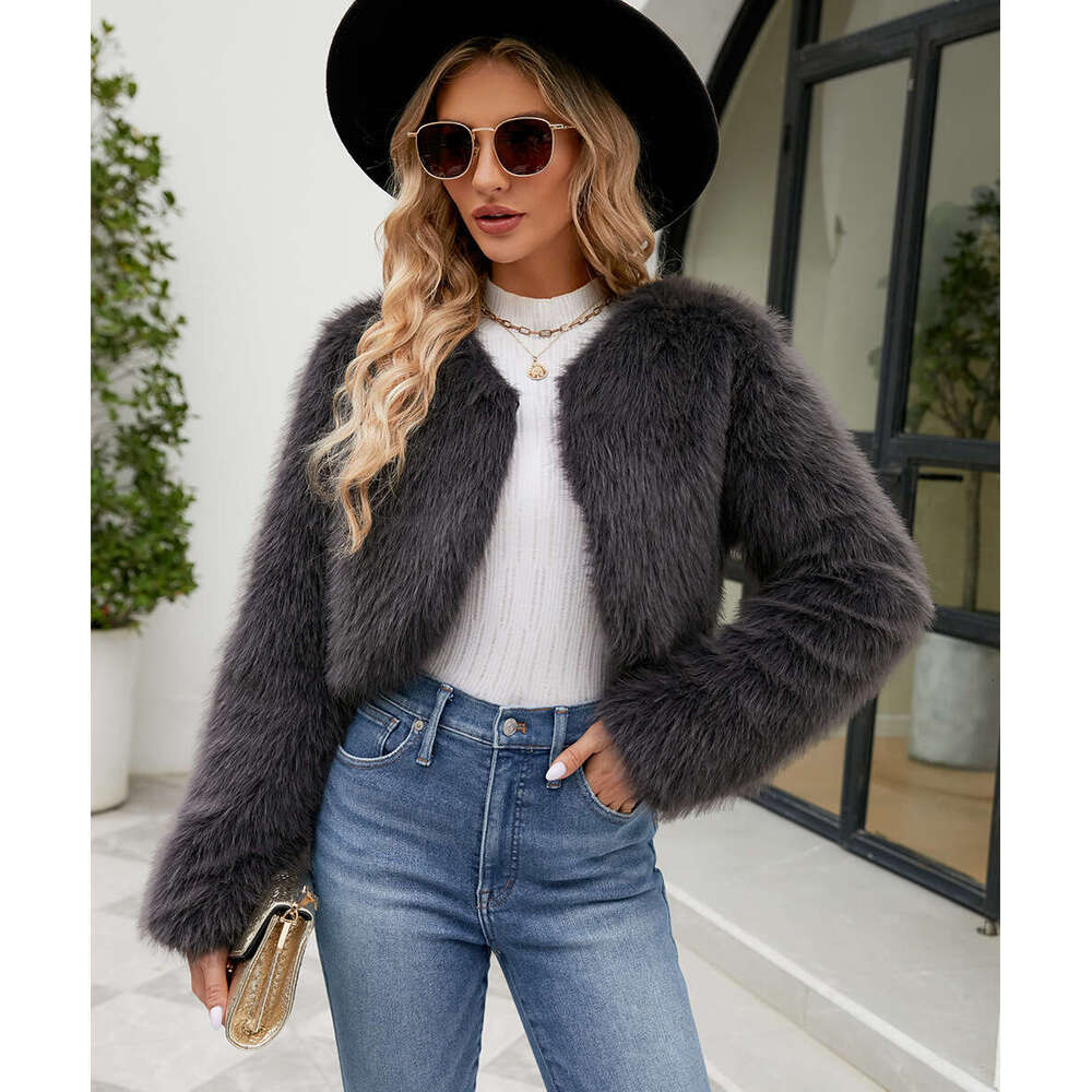 Urban Style Faux Fur Coat Women Casual Top Short Comfortable Fashion Slim Jackets Long Sleeves Y2k Autumn Winter Streetwear