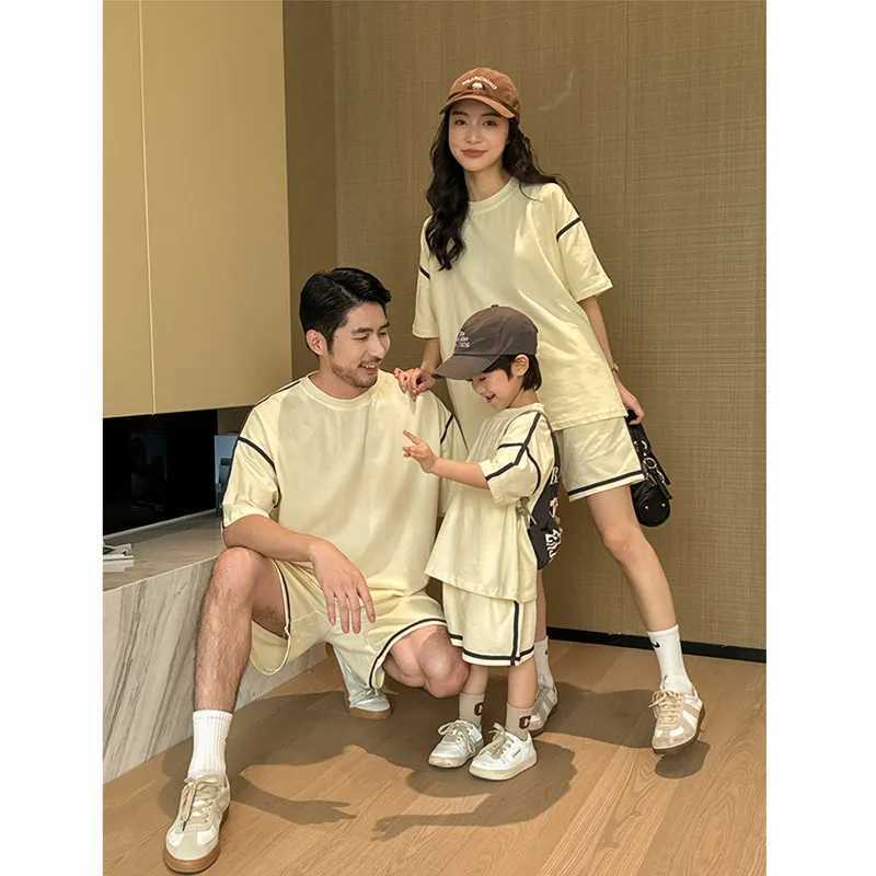 Parent-child Outfit 2024 Summer Family Clothes Korean High Quality Children Clothing Mom Dad and Daughter Son Same Two Piece SetXJ241008