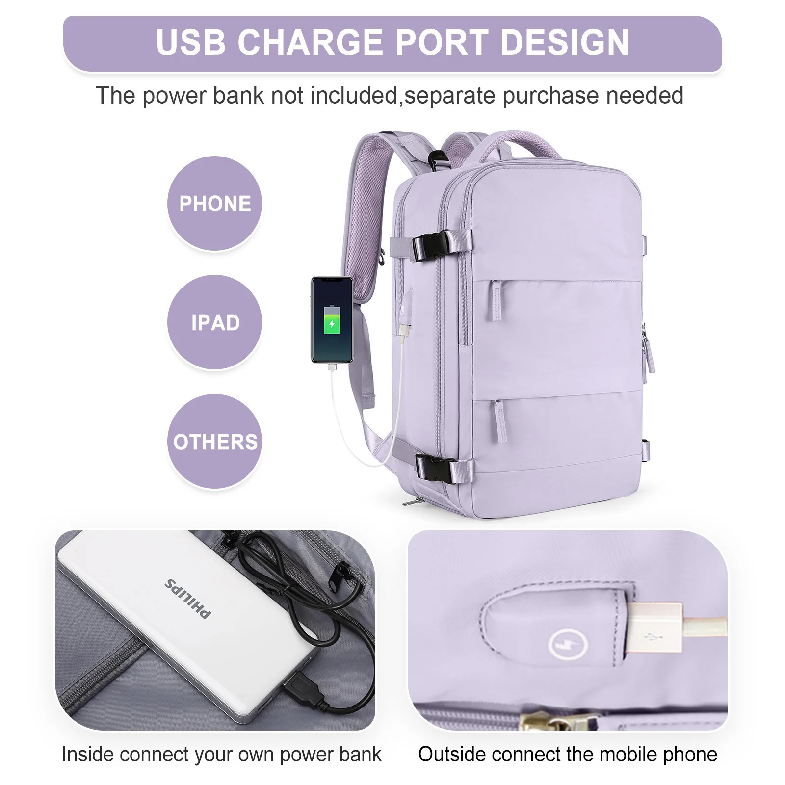 Female travel backpack carry on backpack TSA approved laptop flight backpack university nurse bag leisure day bag 241023