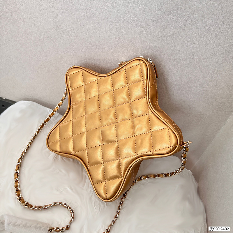 24c Star Bag Makeup Bag 22cm Designer Womens Shoulder Bag Leather Diamond Hardware Metal Clasp Luxury Handbag Matelasse Chain Crossbody Purse Fashion Bag Card Bags