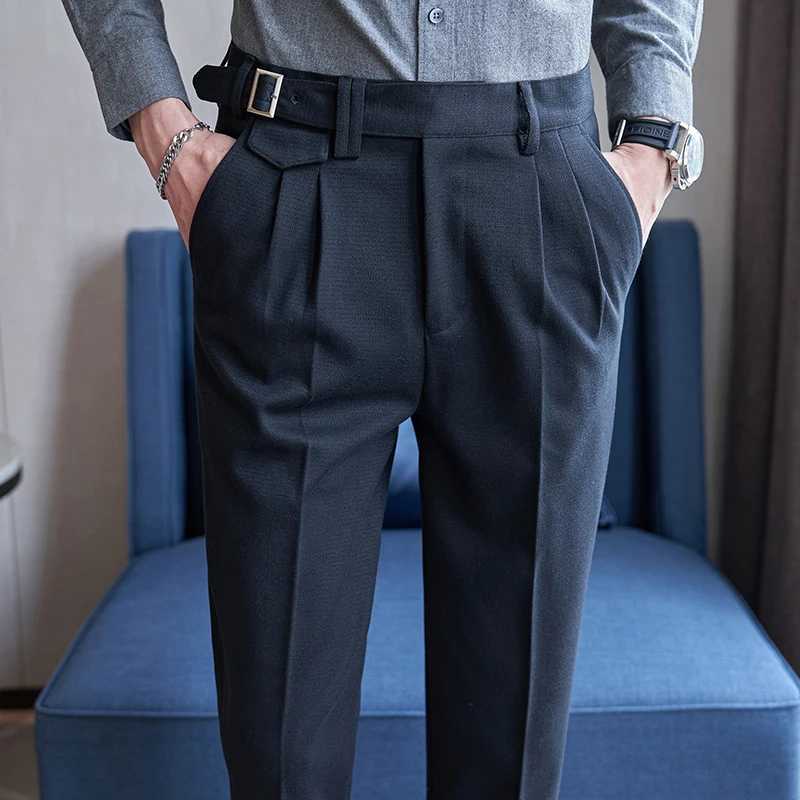 Mens Spring High Quality Business Suit Pants Male Slim Fit Fashion Dress Trousers Winter for Men Woolen Cloth Casual PantsX241023