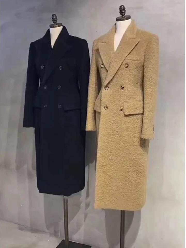 Korean Fashion Autumn Womens Jacket Long Wool Coat Womens Elegant Set High Elegant Coat Wool Coat 241023