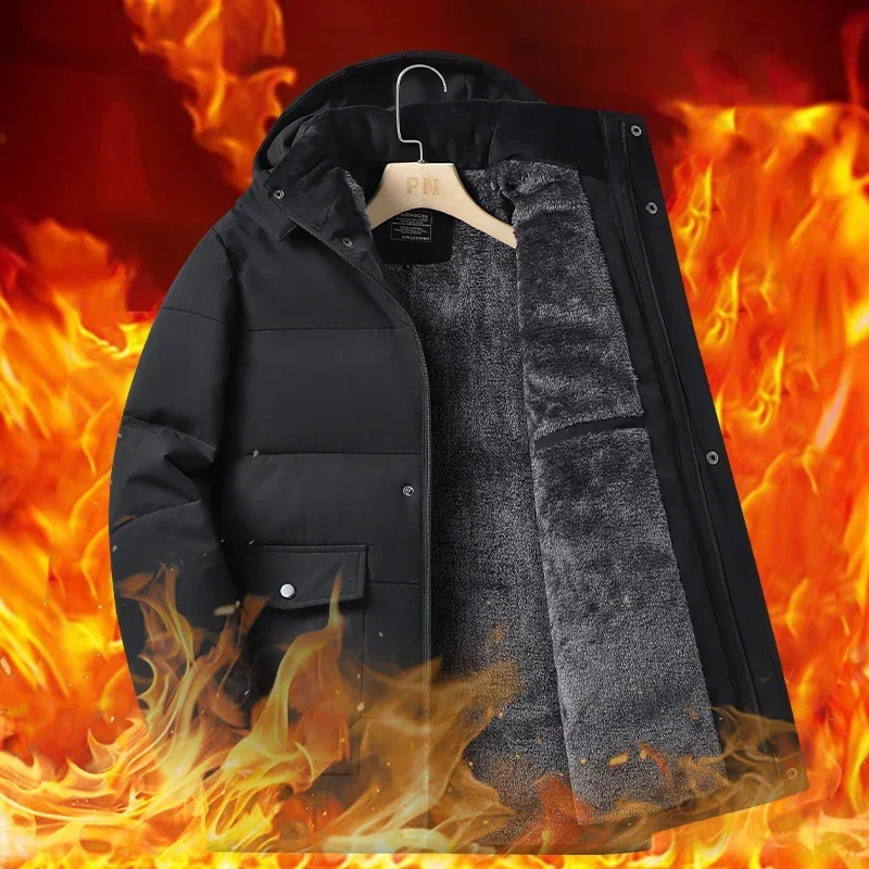 Winter -20 degree windproof Parkas mens outdoor windproof cotton padded jacket mens thick coat mens Parkas cashmere lined jacket 241023