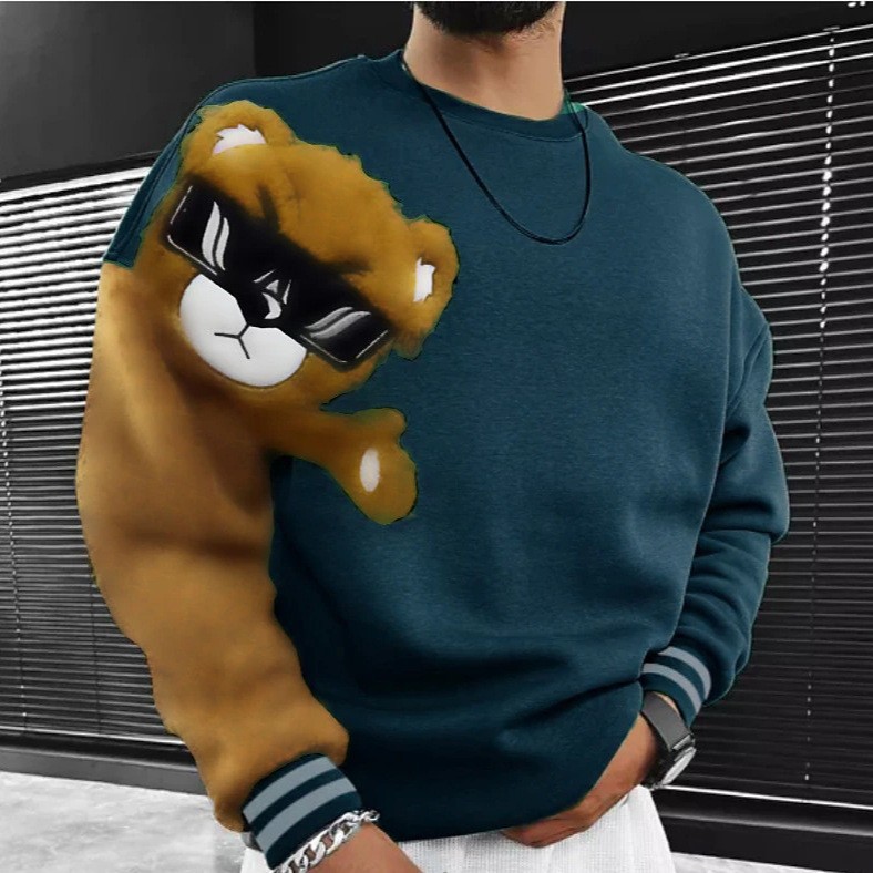 Round Neck Sweatshirt Men's 3D Printed Autumn And Winter Printed Pullover Sweatshirt