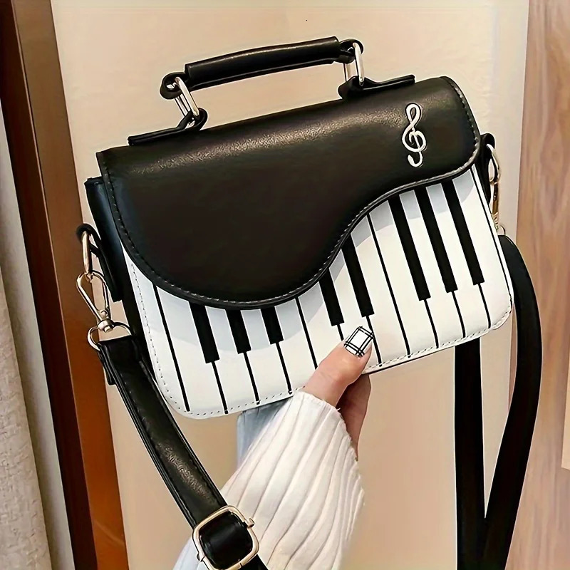 Mini piano shaped novel bag cute cartoon horizontal bag womens fashionable handbag shoulder bag and wallet 241023