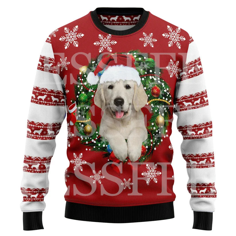 Halloween Dog Cat Bear Cotton Christmas Knitted Ugly Sweater Vintage Winter Pullover Retro Long Sleeve 3DPrint Casual Harajuku 2 241022