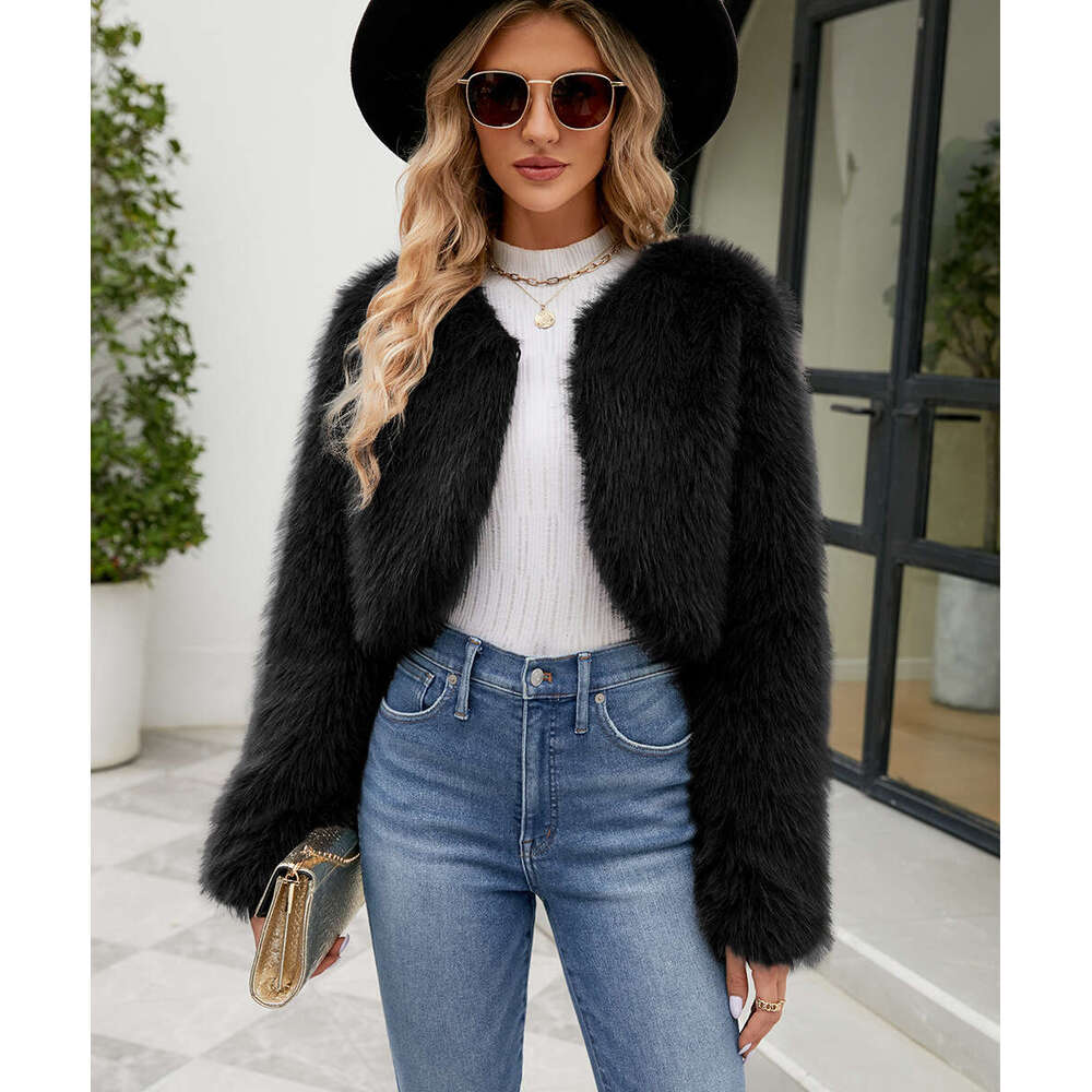 Urban Style Faux Fur Coat Women Casual Top Short Comfortable Fashion Slim Jackets Long Sleeves Y2k Autumn Winter Streetwear