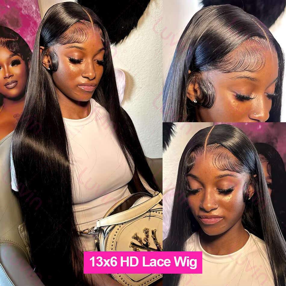 Luvin HD 13x6 250% Bone Straight 40 Inches Lace Front Human Hair Wigs Transparent Brazilian Straight 13x4 Lace Frontal Wig