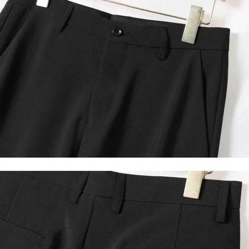 Mens Clothing Solid Color High Waisted Pockets Button Zipper Casual Trousers Trouser Suits Pencil Boyfriend Business PantsX241023
