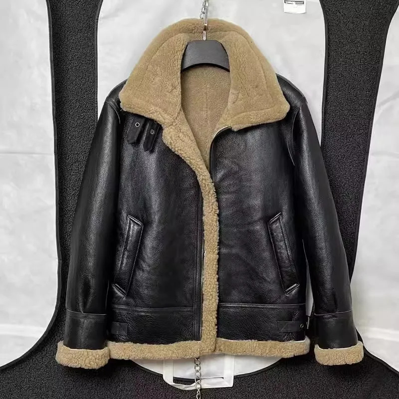 CC store. Plus 7XL 100% natural mens fur leather jacket Mens winter warm thick wool coat. High quality B3 armor fabric. Large size Bailey 241023