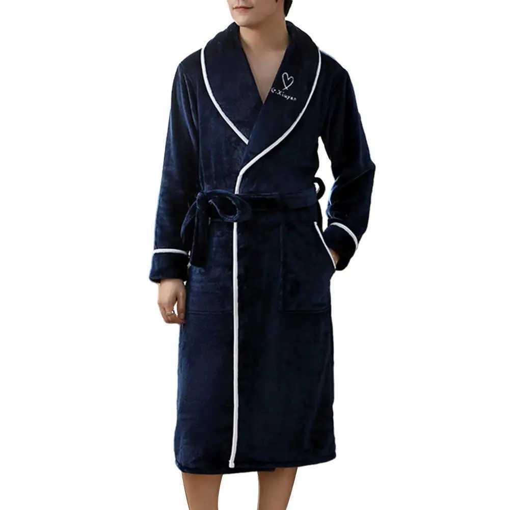 Mens home clothing sleepwear with ultra soft and highly absorbent solid color pocket design couple bathroom winter sleepwear W241023