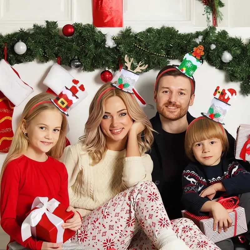 Christmas Headbands For Kids Elastic Red Green Silver Christmas Headgear Comfortable Classic Christmas Decorations For KidX241021