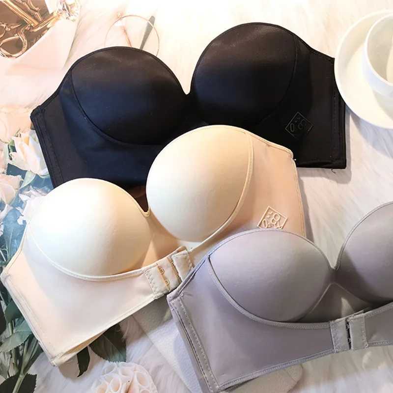 Women Sexy Strapless Push Up Bra Front Closure Bralette Invisible Bras Underwear Lingerie 1/2 Cup Seamless Brassiere ABC CupX241022