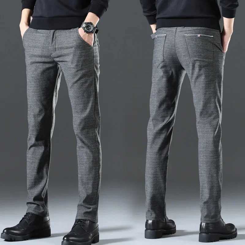 Fashion Men Comfort Casual Business Formal Stretch Skinny Straight Suit Pants Solid Color Slim Fit Man Pencil TrousersX241023