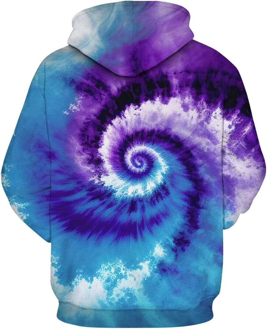 Hoodie for Mens Womens Unisex 3D Tie-Dye Graphic Hoody Hoodie Vintage Rainbow Pattern Pockets Long Sleeve Pullover Hoodies Graphic Hip hop Warmth