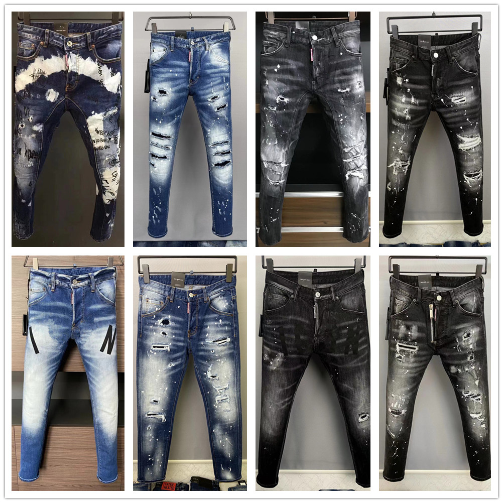 mens dsquares tshirts jeans dsquares shorts black Hip Hop Rock moto coolguy jeans design Ripped distressed denim Biker for men designer purple jeans luxury