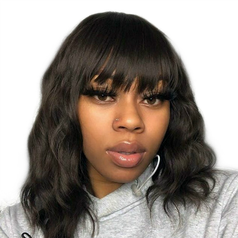 African wig for women with small curly hair, fluffy and natural black medium-length hair, chemical fiber wig