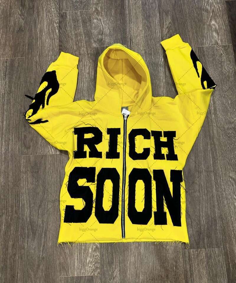 High end k Y American Colorful Letter Embroidered Zipper Hoodie Men Fashion High Street Oversized Sweatshirt Women Retro Casual Jacket Jacet