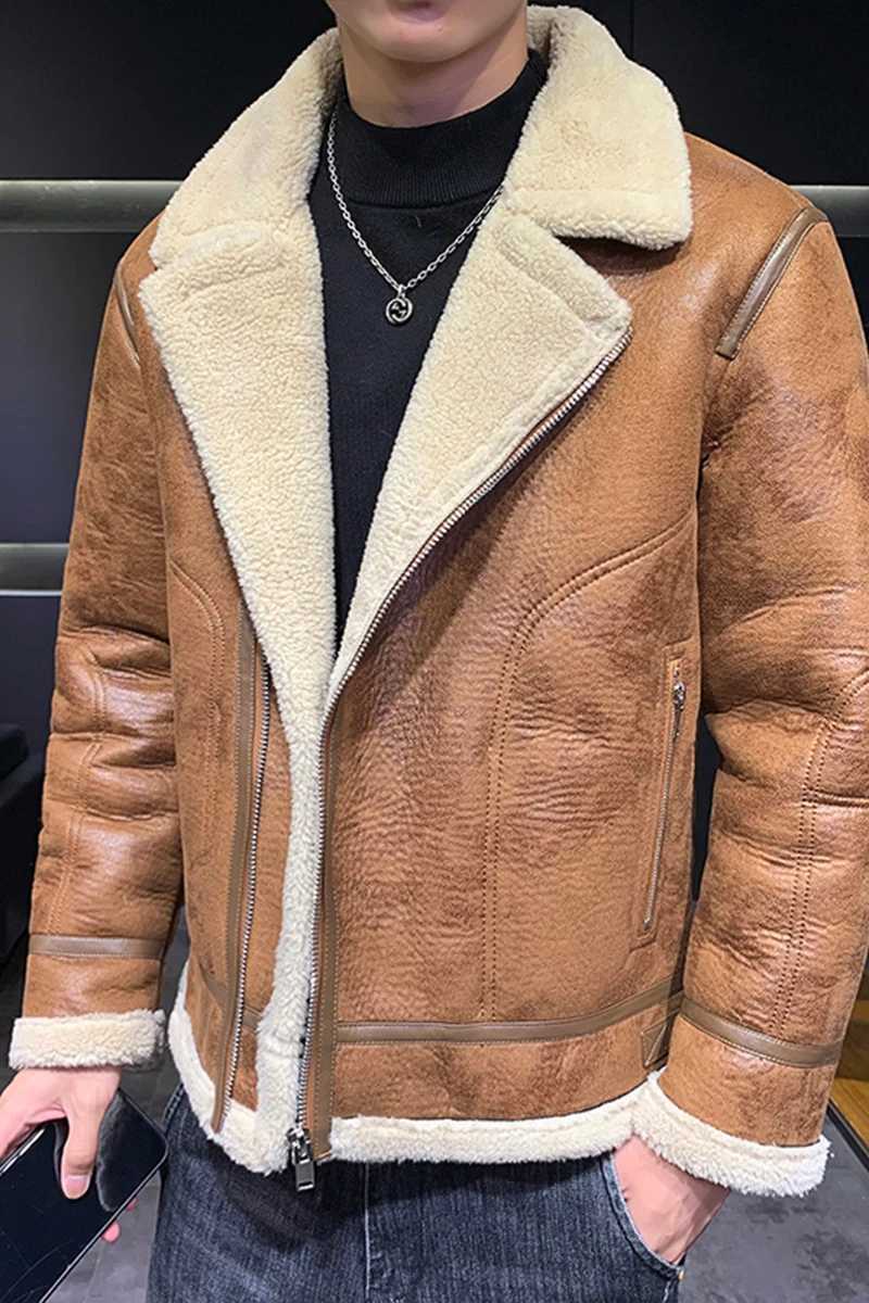 2023 autumn and winter mens top high-quality wool lining mens casual day jacket velvet warm jacket X241023